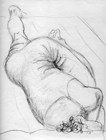 Bild: Schlafende Frau (Bleistiftzeichnung, 1991)