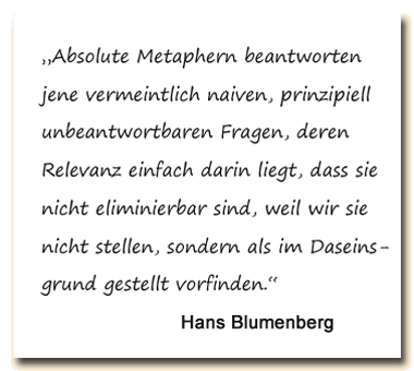 Zitat: Hans Blumenberg über die Bedeutung absoluter Metaphern.