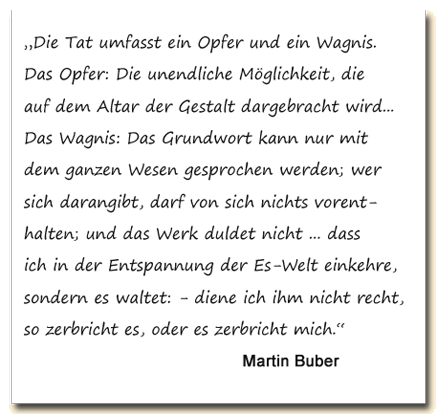 Zitat: Martin Buber über das Wagnis der Gestaltung und das Verhältnis des Künstlers zum entstehenden Werk