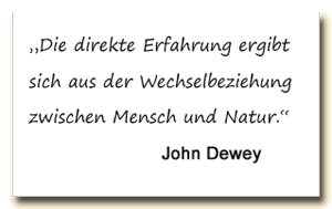 Zitat: John Dewey begründet die direkte Erfahrung aus der Wechselbeziehung zwischen Mensch und Natur