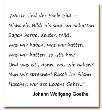 Zitat: Für J. W. Goethe sind die Worte der Seele Schatten.