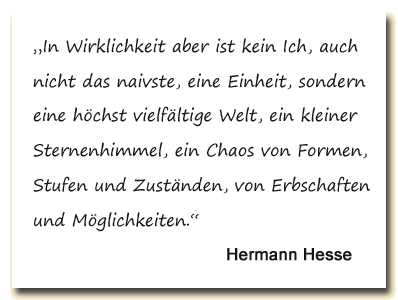 Zitat: Hermann Hesse sieht jedes Ich als vielfältigen Kosmos.