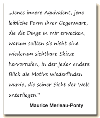 Zitat: Maurice Merleau-Ponty über die Möglichkeit, die sichtbare Wirklichkeit in einer Skizze wiederzugeben.