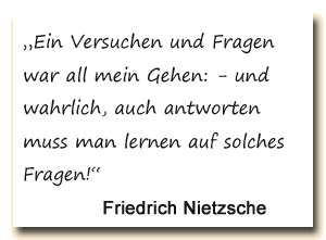 Zitat: Nietzsche sieht sein Leben als endloses Gehen und Fragen.