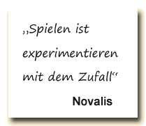 Zitat: Novalis: „Spielen ist experimentieren mit dem Zufall“