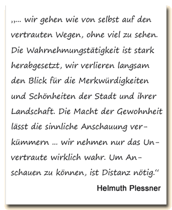 Zitat: H.Plessner meint, dass man nur das Unvwertraute wirklich wahrnimmt