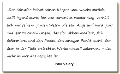 Zitat: Paul Valery über die Selbst-Erfahrung des Künstlers im Gestaltungsprozess.